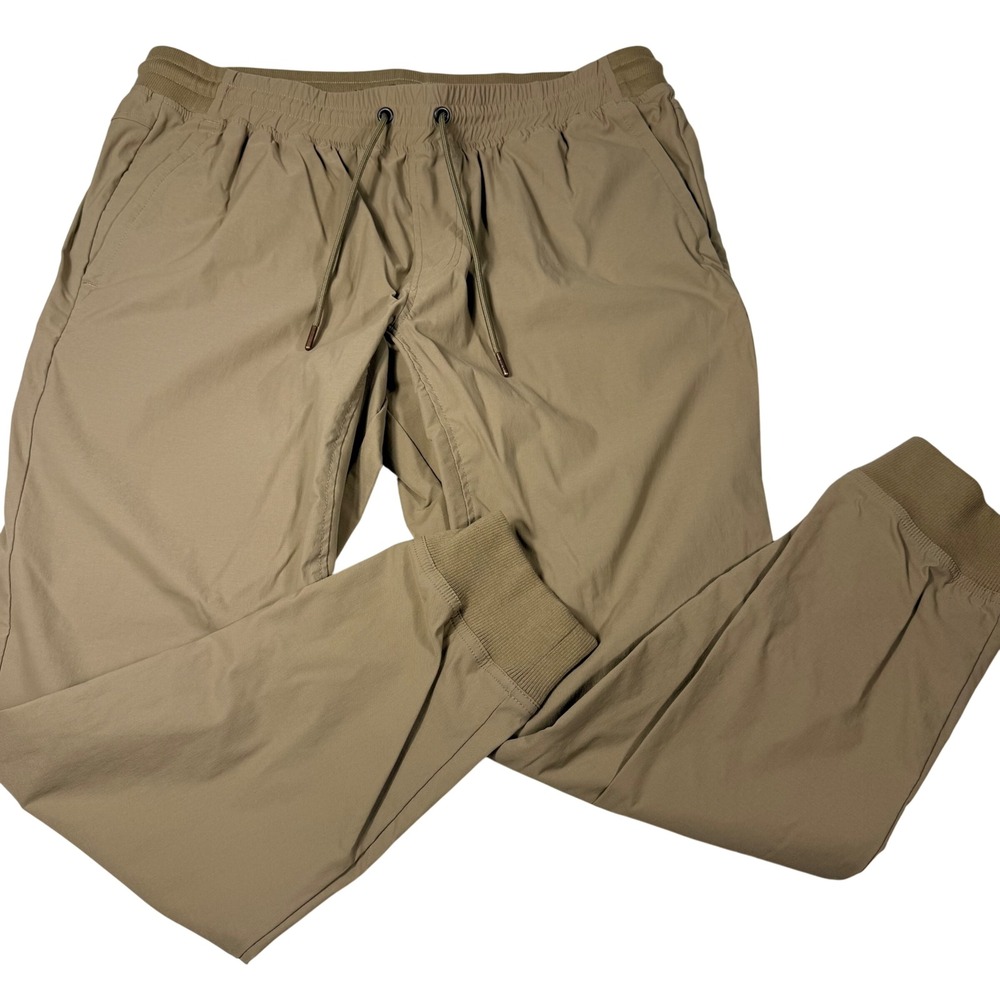 Caliville Jogger Pants XL Tan Elastic Drawstring Waist Tech Fabric Ribbed Cuffs